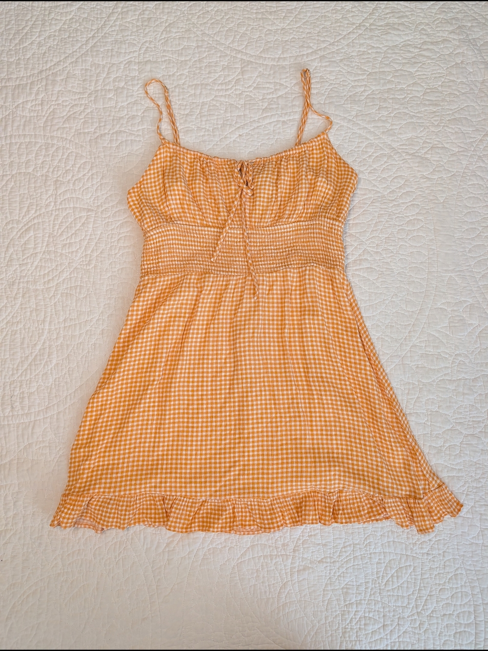 Dress Forum Orange Gingham Spaghetti Strap Dress